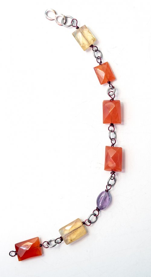 Nancy Chase's Amethyst Sunset Necklace - , Contemporary Wire Jewelry, Making Chain, Chain Making , Loops, Wire Loop, Wrapped Wire Loop, amethyst sunset necklace